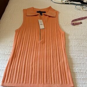White House Black Market Orange Ribbed Polo Tank